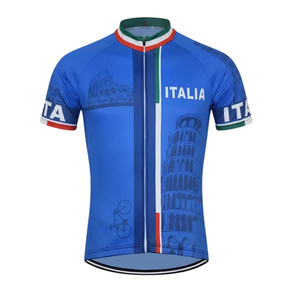 Men's Blue Itali Cycling Short Sleeve Jersey, Itali Cycling Jersey CG0835