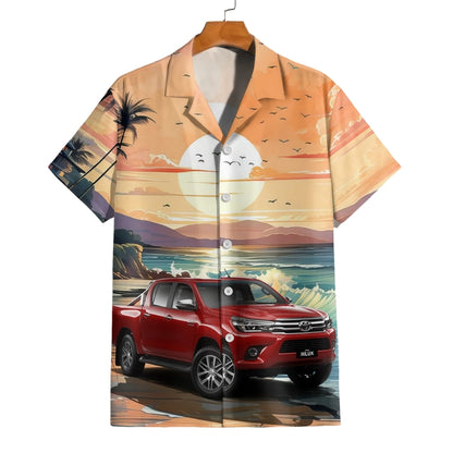 Custom Car Photo Sunset Hawaiian Shirt For Men, Custom Car Hawaiian Shirt HE0489
