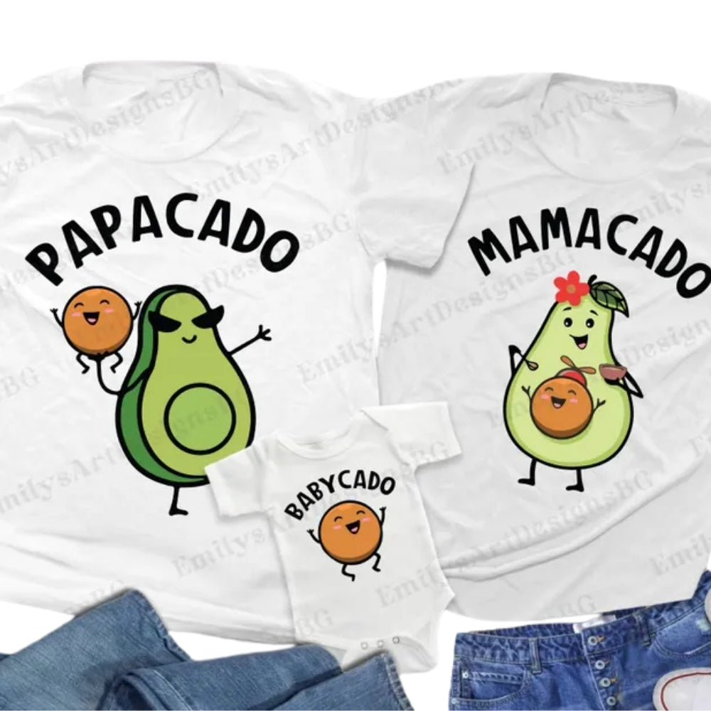 Papacado Mamacado Matching Avocado Family T Shirts, Funny Avocado Shirts For Family ET0225