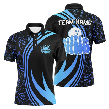 Custom Team Bowling Polo Shirt For Men Black And Green, Custom Bowling Team Shirts BZ1106