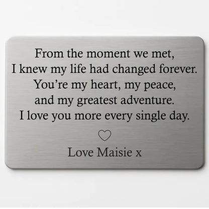 Custom Husband Boyfriend Metal Wallet Card, Custom Wallet Card Keepsake WD0443
