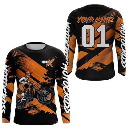 Custom Red MX Long Sleeve Jersey Shirts For Men, Custom Motocross Shirts MZ0039