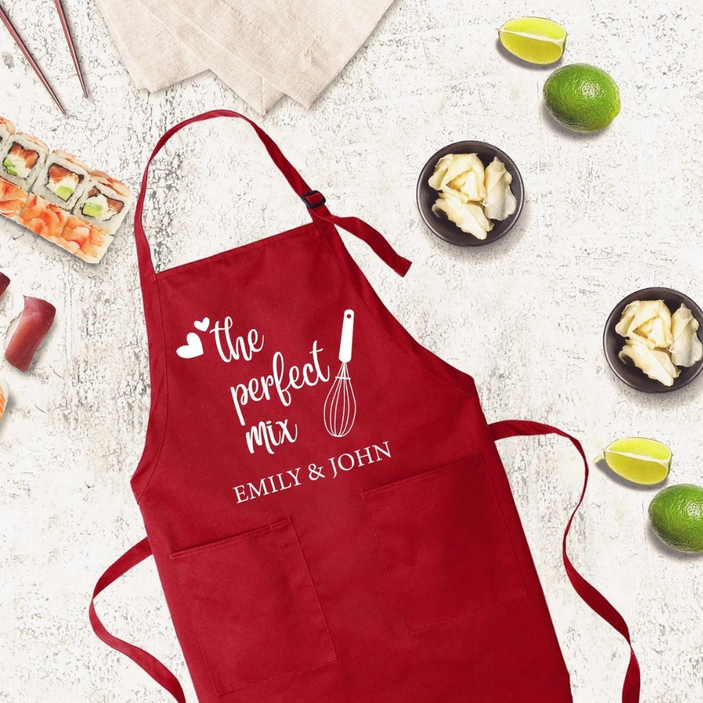 Custom The Perfect Mix Matching Apron for Wedding Valentines Anniversary, Personalized Mr and Mrs Apron WD0052
