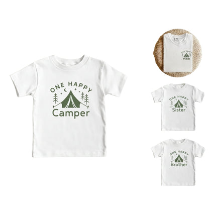 One Happy Camper Custom 1st Birthday Family Matching T Shirts, Custom Camping First Birthday Shirts For Family ET0322