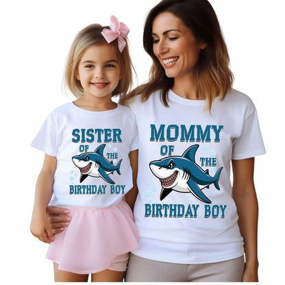 Custom Family Shark Birthday Boy Matching T Shirts, Personalized Shark Birthday Family Shirts ET0473