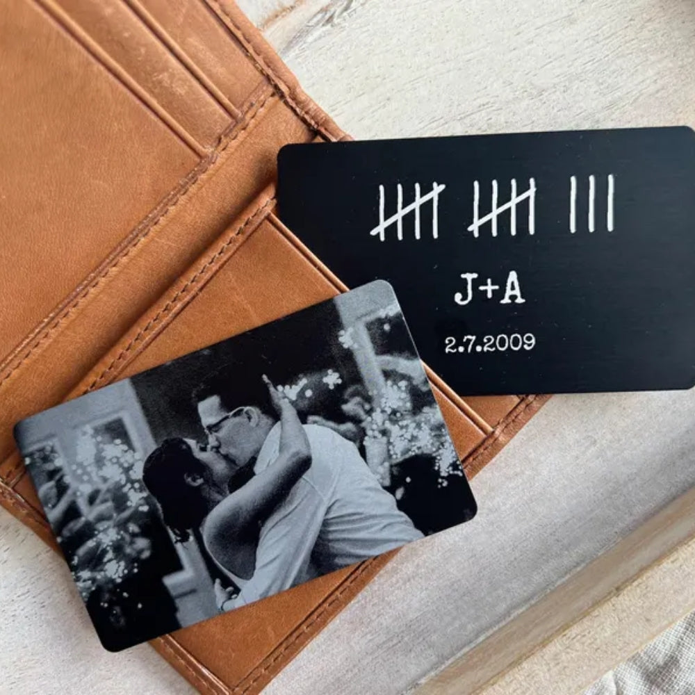 Custom Photo Wedding Anniversary Metal Wallet Card For Husband, Custom Wedding Wallet Card WD0444