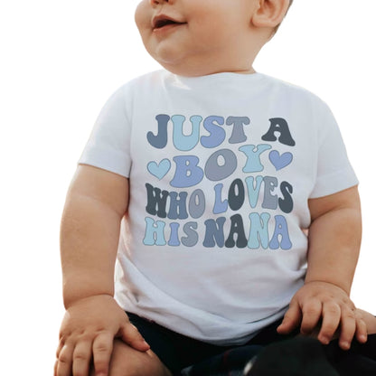Just A Nana Who Loves Her Boy Custom Matching Grandma And Grandson T Shirts, Custom Grandma Matching Shirts For Mother's Day ET0323
