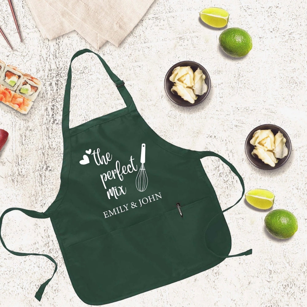 Custom The Perfect Mix Matching Apron for Wedding Valentines Anniversary, Personalized Mr and Mrs Apron WD0052