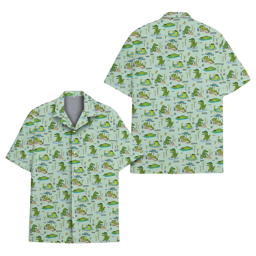 Funny Alligator Beach Hawaiian Shirt For Men, Alligator Hawaiian Shirt HE0794