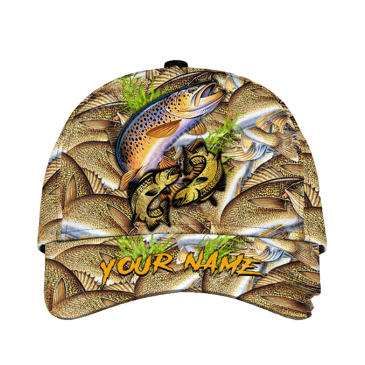 Custom Trout Fishing Baseball Cap, Custom Trout 3D Printed Caps For Fisherman CP0375