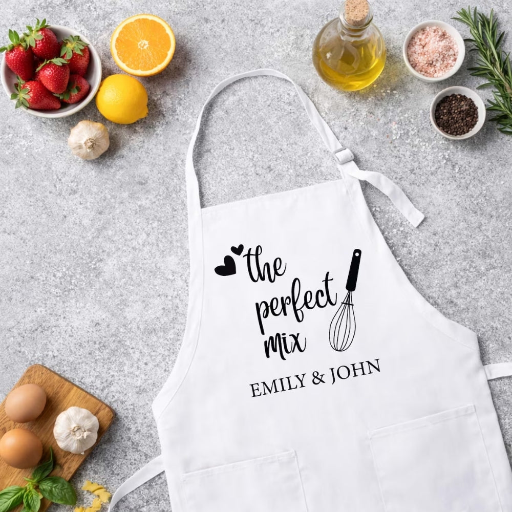 Custom The Perfect Mix Matching Apron for Wedding Valentines Anniversary, Personalized Mr and Mrs Apron WD0052