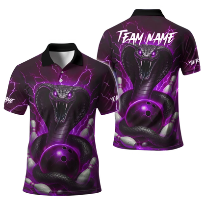 Custom Cobra Snake Mens Bowling Polo Shirt, Custom Snake Bowling Team Shirt BE0261