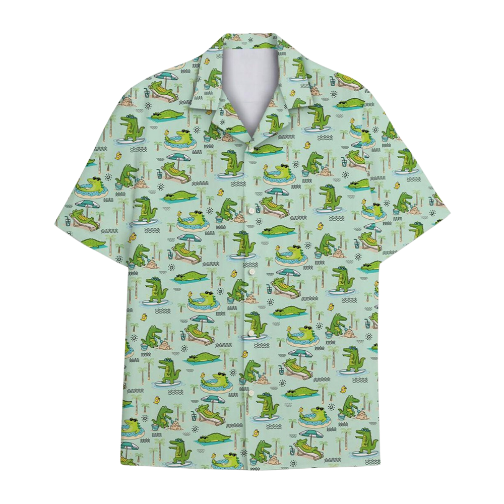 Funny Alligator Beach Hawaiian Shirt For Men, Alligator Hawaiian Shirt HE0794