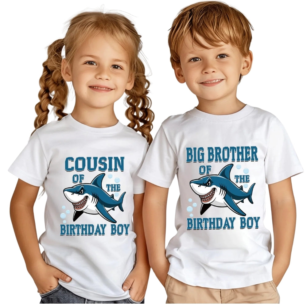 Custom Family Shark Birthday Boy Matching T Shirts, Personalized Shark Birthday Family Shirts ET0473
