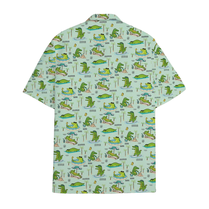 Funny Alligator Beach Hawaiian Shirt For Men, Alligator Hawaiian Shirt HE0794