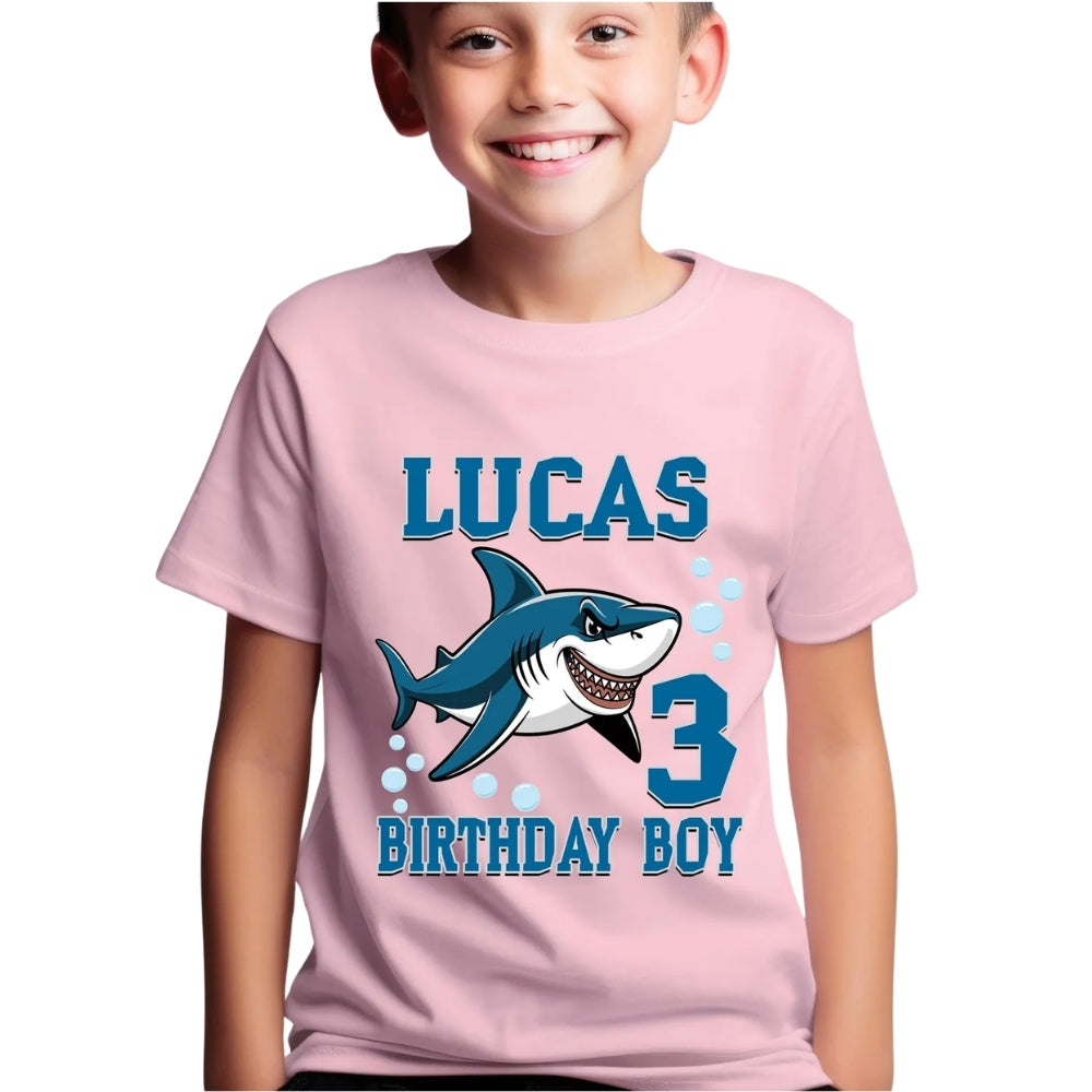 Custom Family Shark Birthday Boy Matching T Shirts, Personalized Shark Birthday Family Shirts ET0473