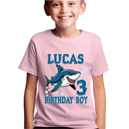 Custom Family Shark Birthday Boy Matching T Shirts, Personalized Shark Birthday Family Shirts ET0473