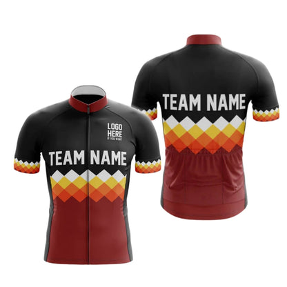 Custom Team Name Cycling Short Sleeve Jersey For Men Black And Red, Custom Team Cycling Jerseys CG0518