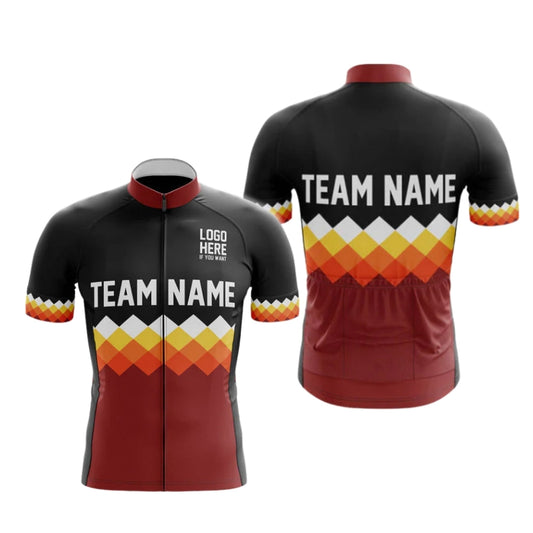 Custom Team Name Cycling Short Sleeve Jersey For Men Black And Red, Custom Team Cycling Jerseys CG0518