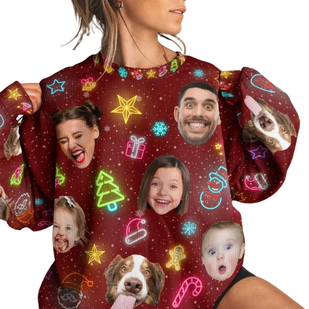 Custom Faces Christmas Sweatshirt For Men Women, Custom Photo Xmas Sweatshirt 2D1051