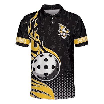 Custom Flame Pickleball Polo Shirt For Mens, Custom Flame Pickleball Team Shirts PZ0006