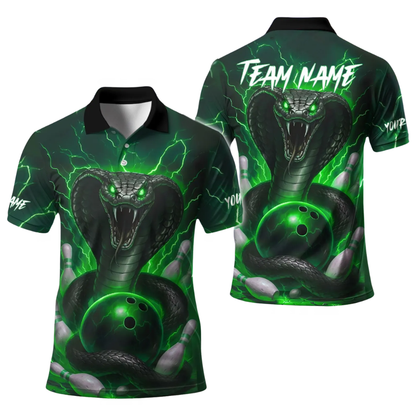 Custom Cobra Snake Mens Bowling Polo Shirt, Custom Snake Bowling Team Shirt BE0261