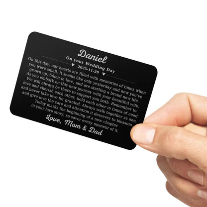 My Son On Your Wedding Day Custom Metal Wallet Card From Mom, Custom Wedding Wallet Card For Son WD0445