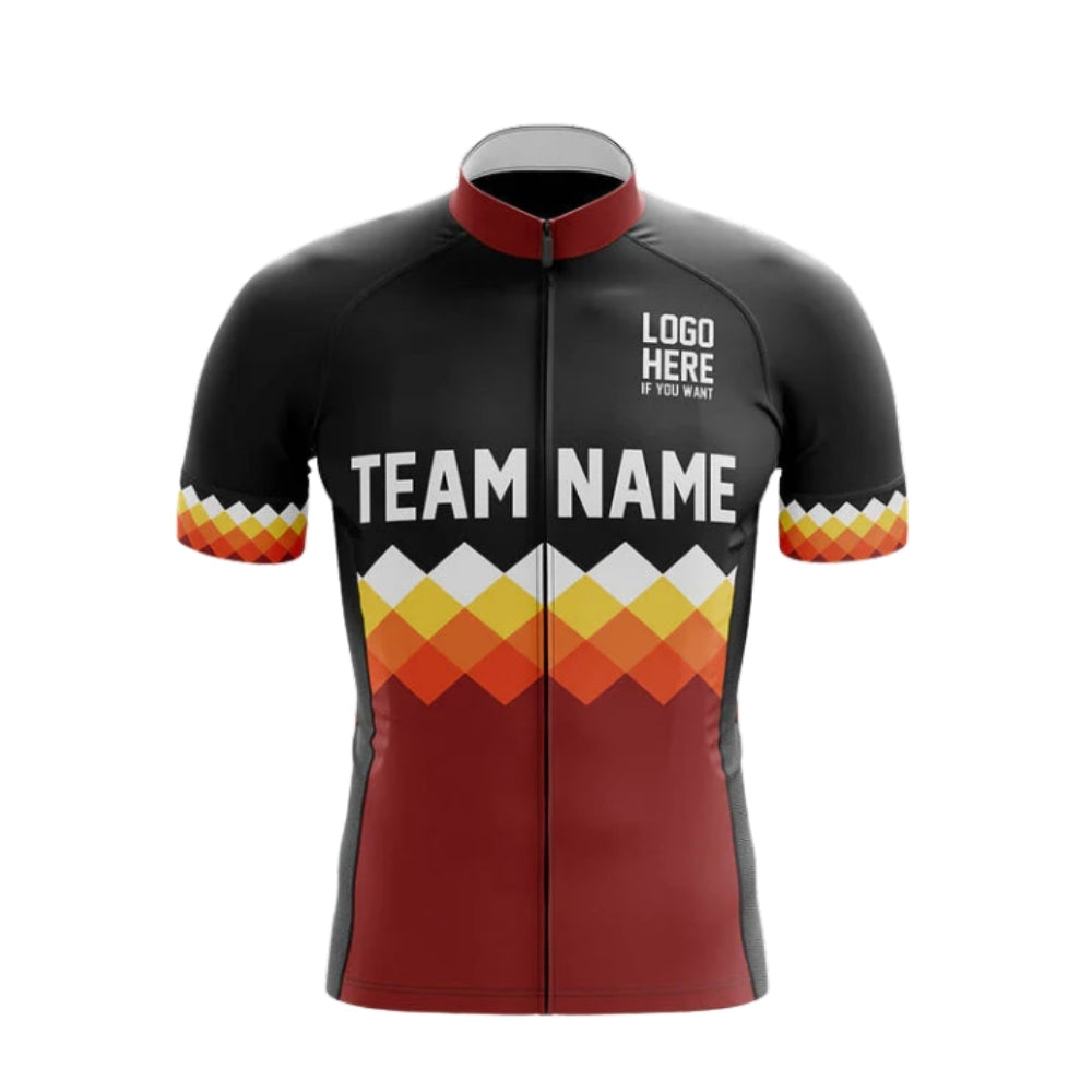 Custom Team Name Cycling Short Sleeve Jersey For Men Black And Red, Custom Team Cycling Jerseys CG0518
