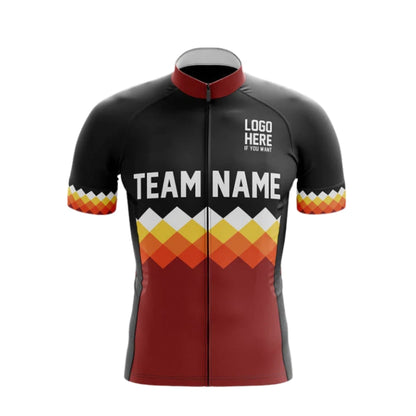 Custom Team Name Cycling Short Sleeve Jersey For Men Black And Red, Custom Team Cycling Jerseys CG0518