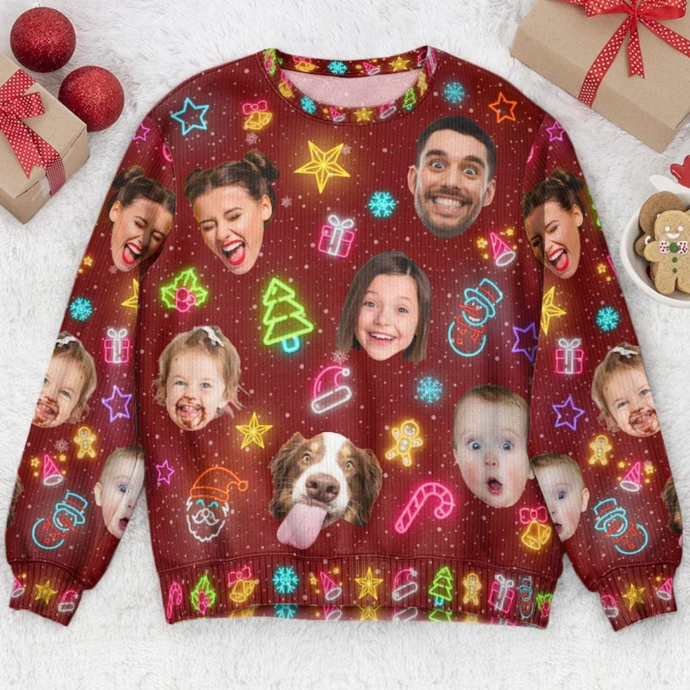 Custom Faces Christmas Sweatshirt For Men Women, Custom Photo Xmas Sweatshirt 2D1051