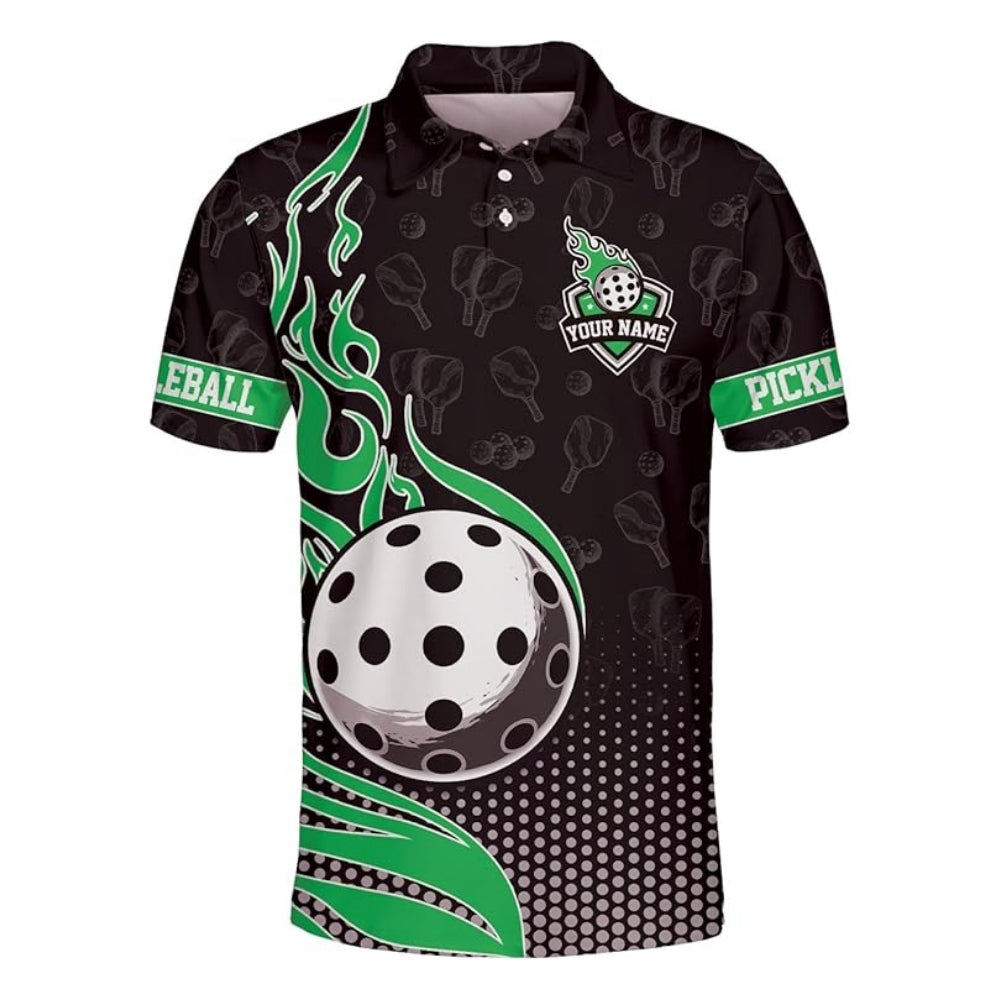 Custom Flame Pickleball Polo Shirt For Mens, Custom Flame Pickleball Team Shirts PZ0006