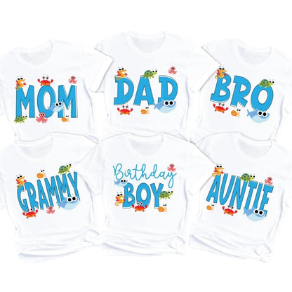 Custom Sea Fish Birthday Boy Matching Family T Shirts, Custom Birthday Matching Shirts For Family ET0474