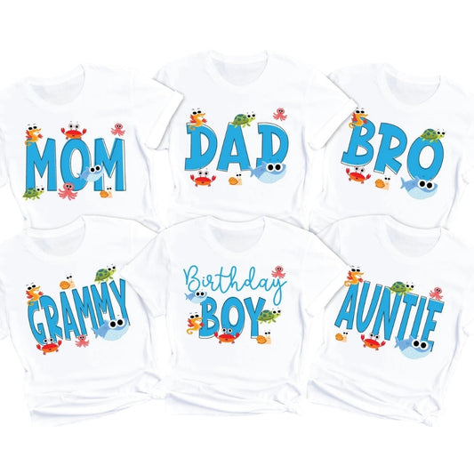 Custom Sea Fish Birthday Boy Matching Family T Shirts, Custom Birthday Matching Shirts For Family ET0474