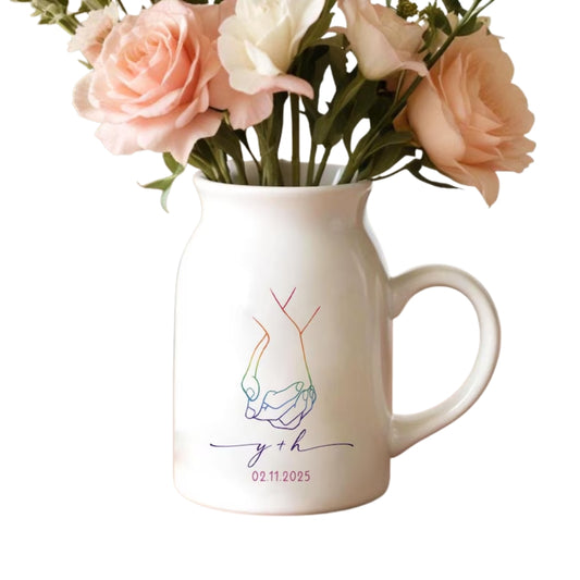 Personalized Gay Wedding Shower Flower Vase, Personalized Wedding Flower Vase For Gay Couples WD0025