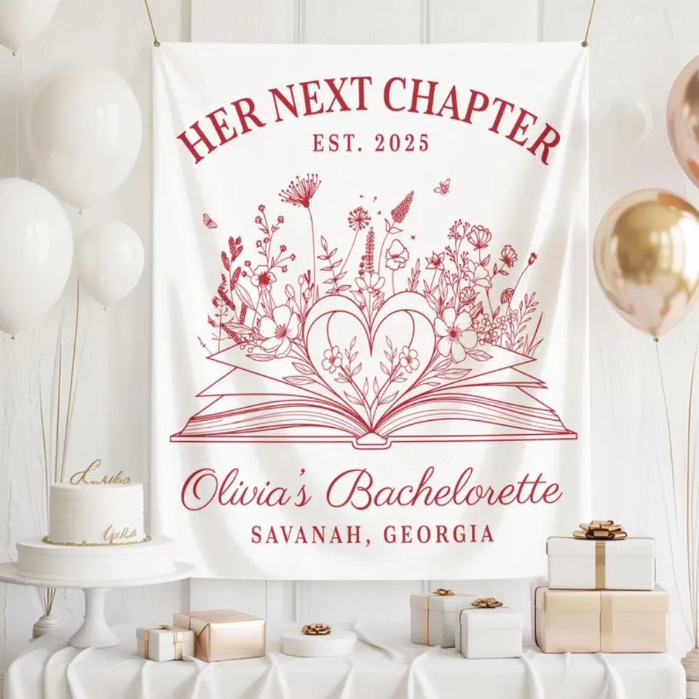 Custom Her Next Chapter Banner For Bachelorette, Custom Bachelorette Party Sign For Book Lover WD0463