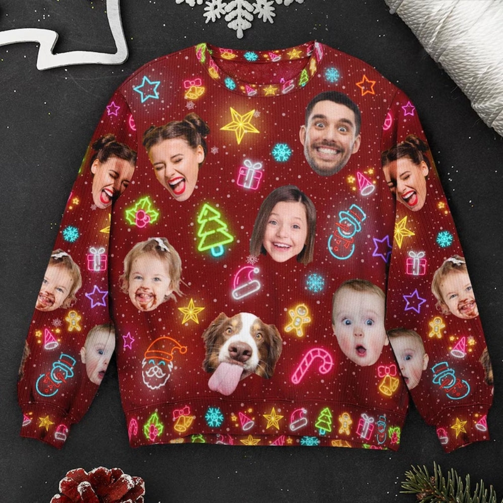 Custom Faces Christmas Sweatshirt For Men Women, Custom Photo Xmas Sweatshirt 2D1051