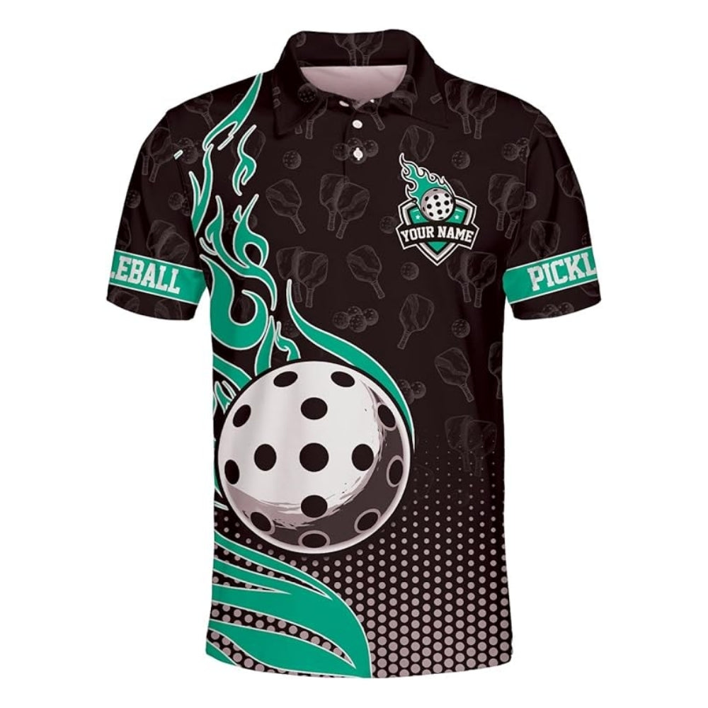 Custom Flame Pickleball Polo Shirt For Mens, Custom Flame Pickleball Team Shirts PZ0006