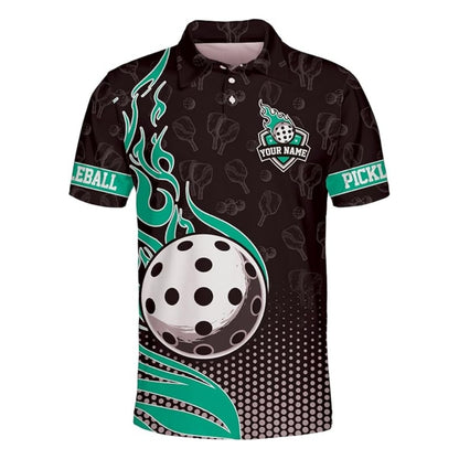 Custom Flame Pickleball Polo Shirt For Mens, Custom Flame Pickleball Team Shirts PZ0006