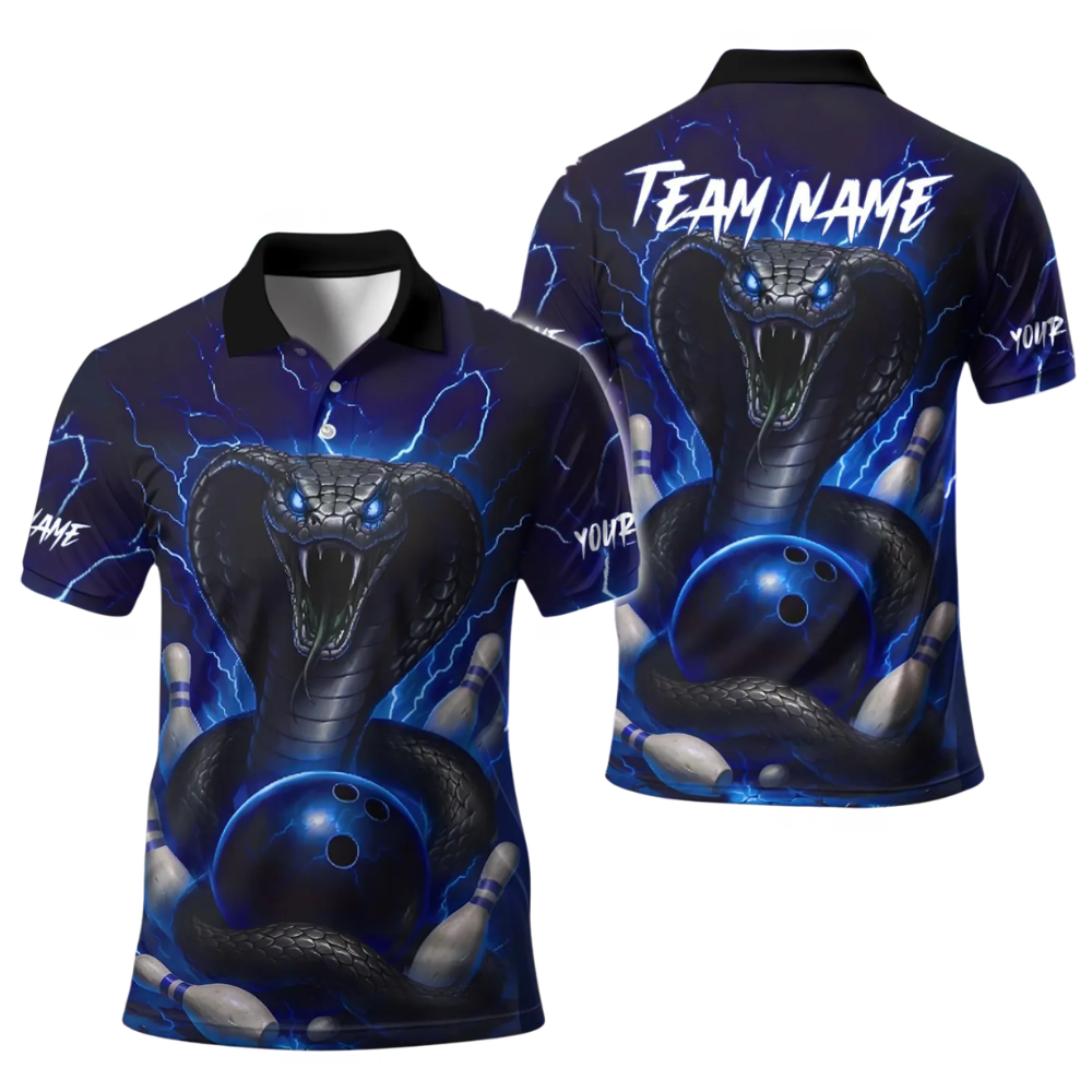 Custom Cobra Snake Mens Bowling Polo Shirt, Custom Snake Bowling Team Shirt BE0261