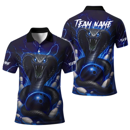 Custom Cobra Snake Mens Bowling Polo Shirt, Custom Snake Bowling Team Shirt BE0261