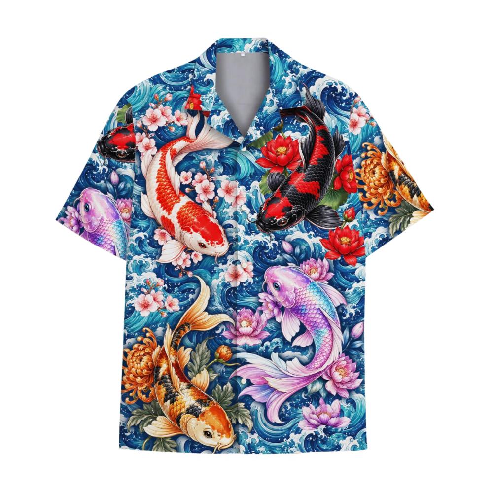 Koi Fish Floral Hawaiian Shirt For Men And Women, Koi Fish Lover Hawaiian Shirt HE0795