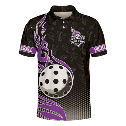Custom Flame Pickleball Polo Shirt For Mens, Custom Flame Pickleball Team Shirts PZ0006