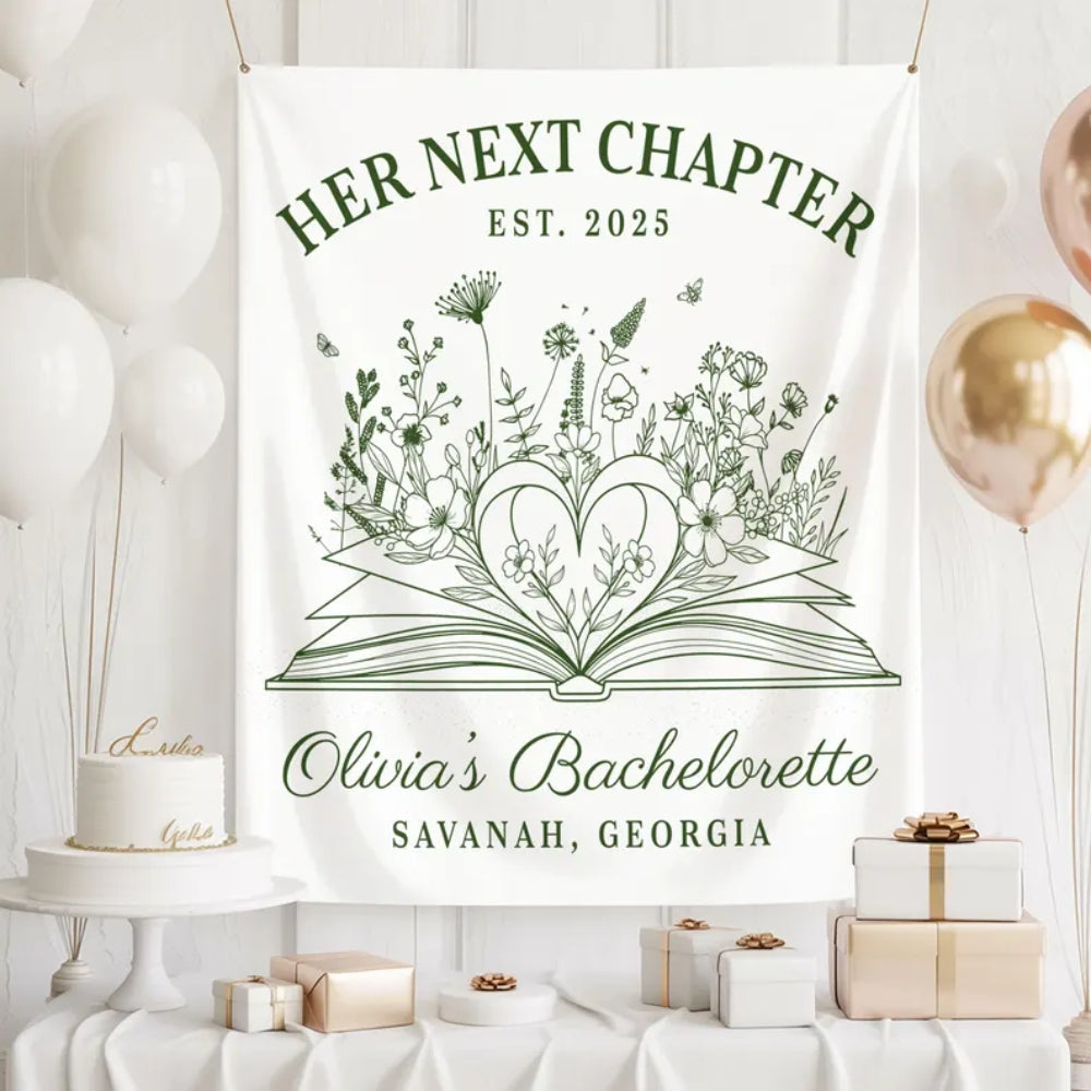 Custom Her Next Chapter Banner For Bachelorette, Custom Bachelorette Party Sign For Book Lover WD0463