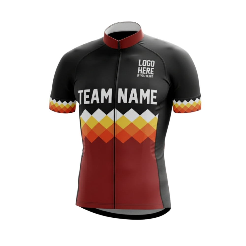 Custom Team Name Cycling Short Sleeve Jersey For Men Black And Red, Custom Team Cycling Jerseys CG0518