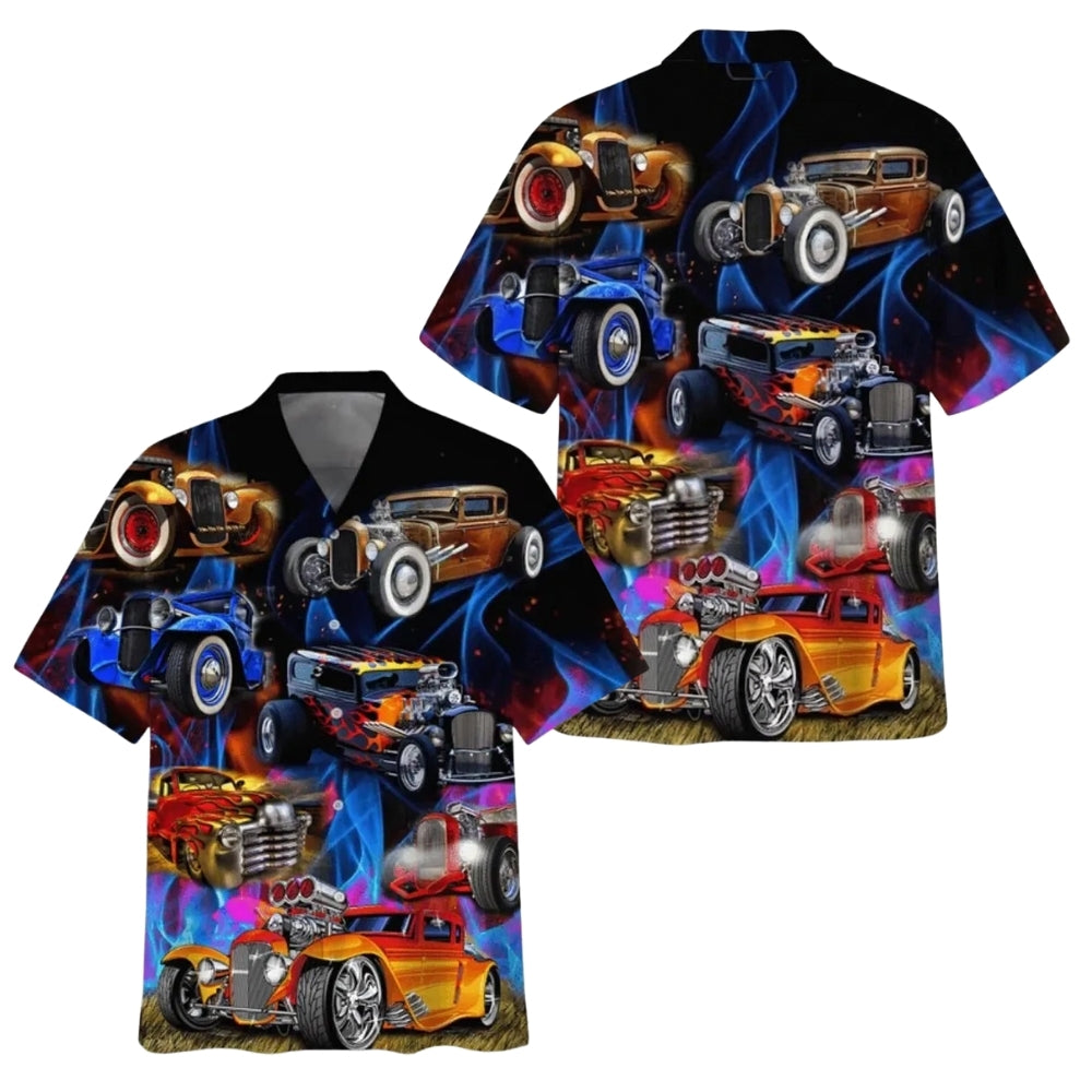 Hot Rod Car Hawaiian Shirt For Men, Hot Rod Hawaiian Shirts HE0313