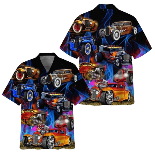 Hot Rod Car Hawaiian Shirt For Men, Hot Rod Hawaiian Shirts HE0313