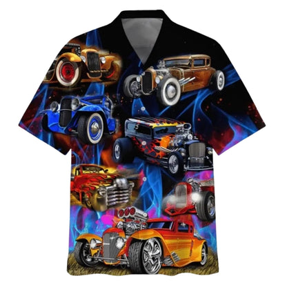Hot Rod Car Hawaiian Shirt For Men, Hot Rod Hawaiian Shirts HE0313