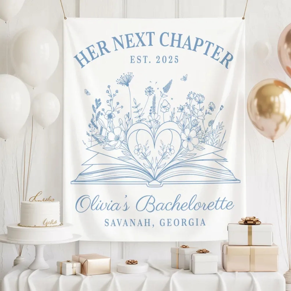 Custom Her Next Chapter Banner For Bachelorette, Custom Bachelorette Party Sign For Book Lover WD0463