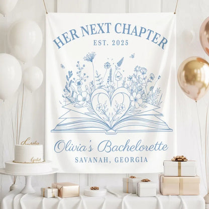 Custom Her Next Chapter Banner For Bachelorette, Custom Bachelorette Party Sign For Book Lover WD0463