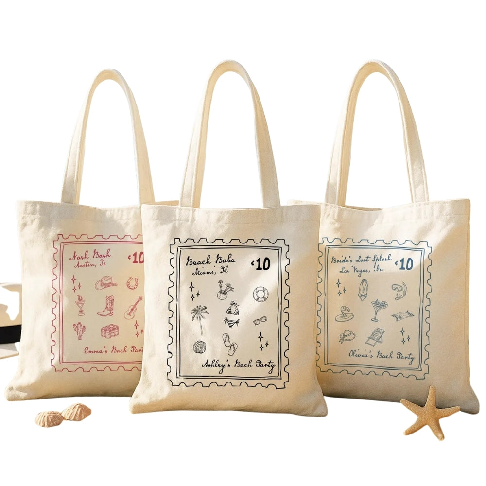 Custom Bachelorette Beach Tote Bag for Her, Custom Bachelorette Party Tote Bag WD0056